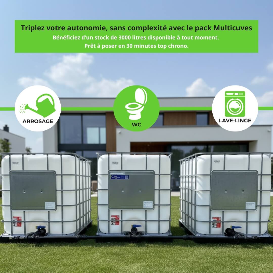 Illustration des int&eacute;r&ecirc;ts du pack trois cuves + kits de raccordement 